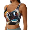 thumbnail image 2 of Bixox Women's Cow Pattern Fitness Navel Tank Top U-Back Yoga Tank Top Sweatshirt Sports Bra, 2 of 7