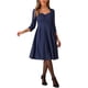 thumbnail image 2 of Vestido de cóctel A-Line de manga 3/4 con escote corazón en color sólido para mujer INSPIRE CHIC, color azul oscuro, 2 of 5
