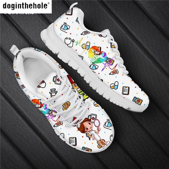 Doginthehole - Zapatos planos para mujer, color gris y negro, con estampado de dientes, bonitos, para primavera, ligeros, transpirables y con cordones