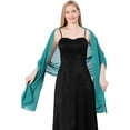 thumbnail image 3 of Chiffon ladies' scarves, bride bridesmaid dress shawls, formal dinner party, party and ball wraps, Peacock Blue, 3 of 5