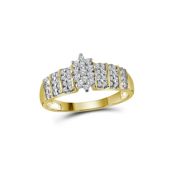 Diamond Princess 10kt Yellow Gold Womens Round Prong-set Diamond Oval Cluster Ring 1/4 Cttw