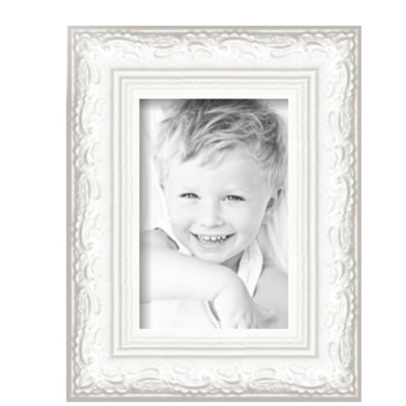 ArtToFrames 6" x 9" Majestic White Picture Frame, 6x9 inch Silver Wood Poster Frame (WOM-5198), Pack