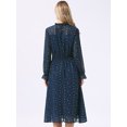 thumbnail image 3 of DARING DIVA Women's Chiffon Sheer Long Sleeve Smocked A-Line Dress L Deep Blue, 3 of 5