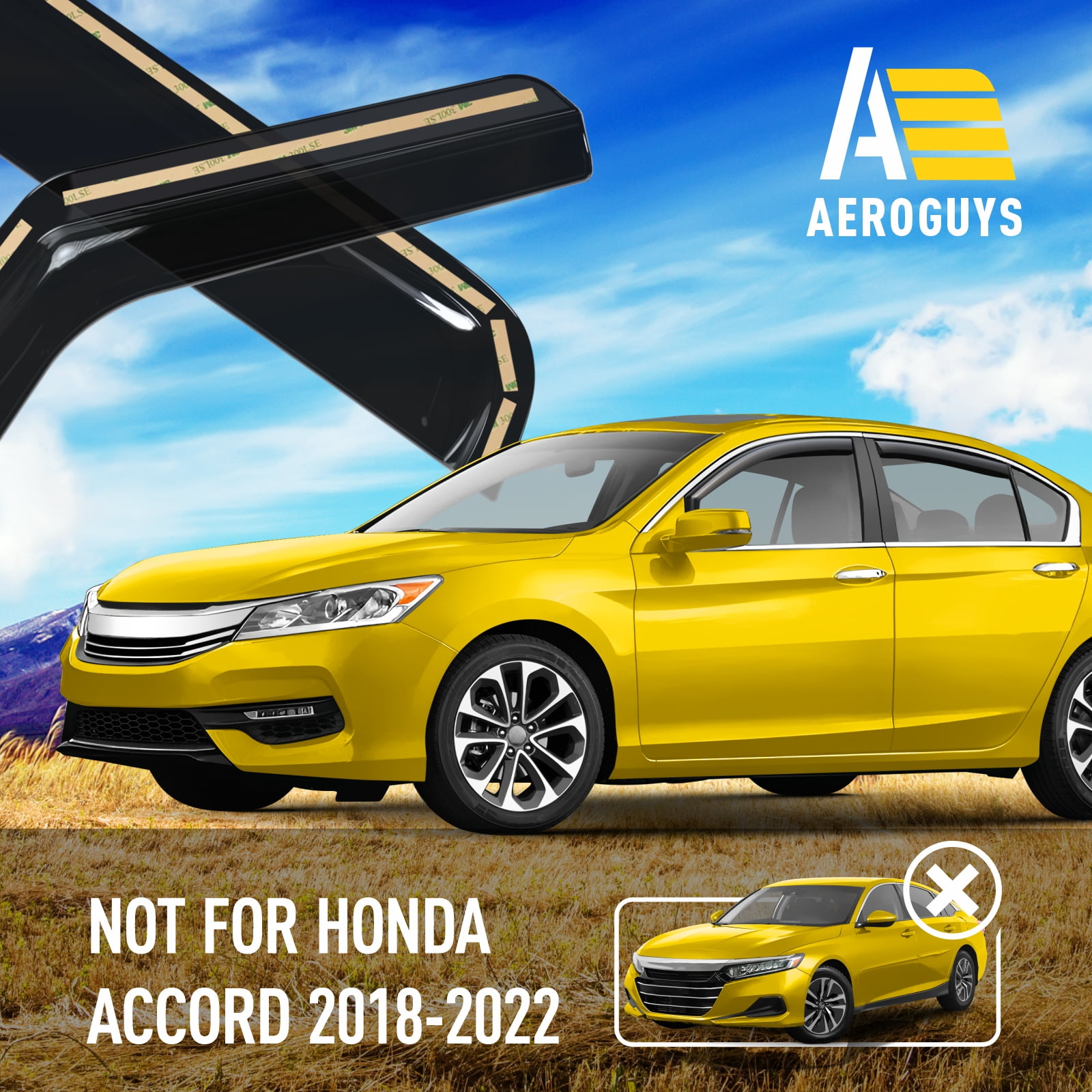 Extra Durable Window Deflectors In-Channel Window Visors Rain Guards Fit for Honda Accord 2013-2017 Sedan, Sun Visors, Wind Vent Visors, vent shades, Exterior Car Accessories - 4 pcs. AG0749
