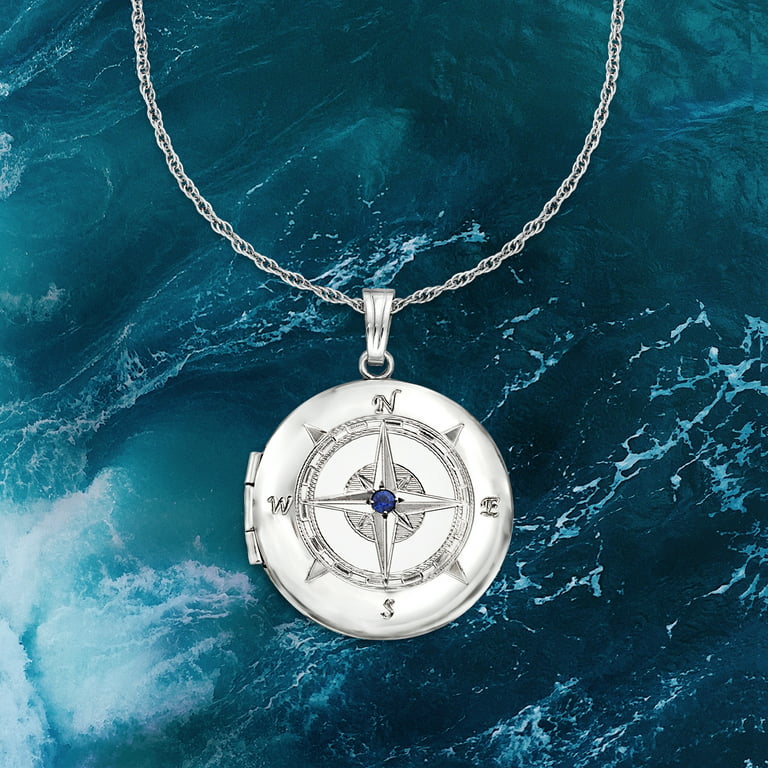 Ross-Simons Sterling Silver Compass Locket Pendant Necklace With