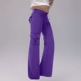 thumbnail image 6 of Girls Wide Leg Cargo Pants Size 10-12 Drawstring High Waist Sweat Pants Flap Pocket Hiking Trousers 7T, 6 of 6