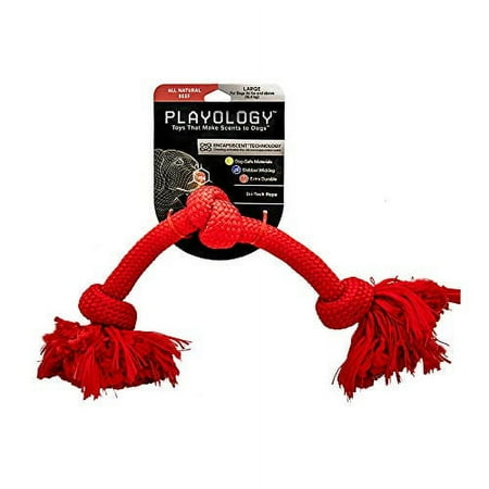 UPC: 0858413007648 | Playology – Dri-Tech Rope Dog Toy Engaging All-Natural Beef Scent  Large Red