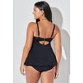 thumbnail image 2 of Swimsuits For All Women's Plus Size V Neck Crochet Relaxed Fit Bra Sized Crochet Underwire Tankini Top with Adjustable Straps, 2 of 4