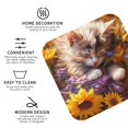 thumbnail image 4 of Pofeuu Cute Cat Sunflower Print Leather Coasters Set of 6, Round Cups Mugs Mat Pad for Home Kitchen Heat Resistant Drink Coasters,Square, 4 of 7