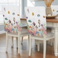 thumbnail image 2 of Coastal Ocean Chair Covers Set of 8 Seahorse Coral Seaweed Seashell Tropical Fish Chair Back Covers Stretch Removable Washable Slipcovers Protector for Dining Room Kitchen Party Decor, 2 of 9