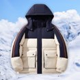 thumbnail image 2 of Men's Winter Color Contrast Hooded Quilted Coat Fashion Thick Color Warm Casual Quilted Coat, 2 of 4