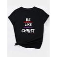thumbnail image 3 of Camiseta De Mujer Verano Ropa Informal Suelta Camiseta Básica De Moda Para La Calle DiariaCasual Stylish Short-Sleeve T-Shirt for Black Women with a Minimalist Square Design And White Lettering.Fath, 3 of 7