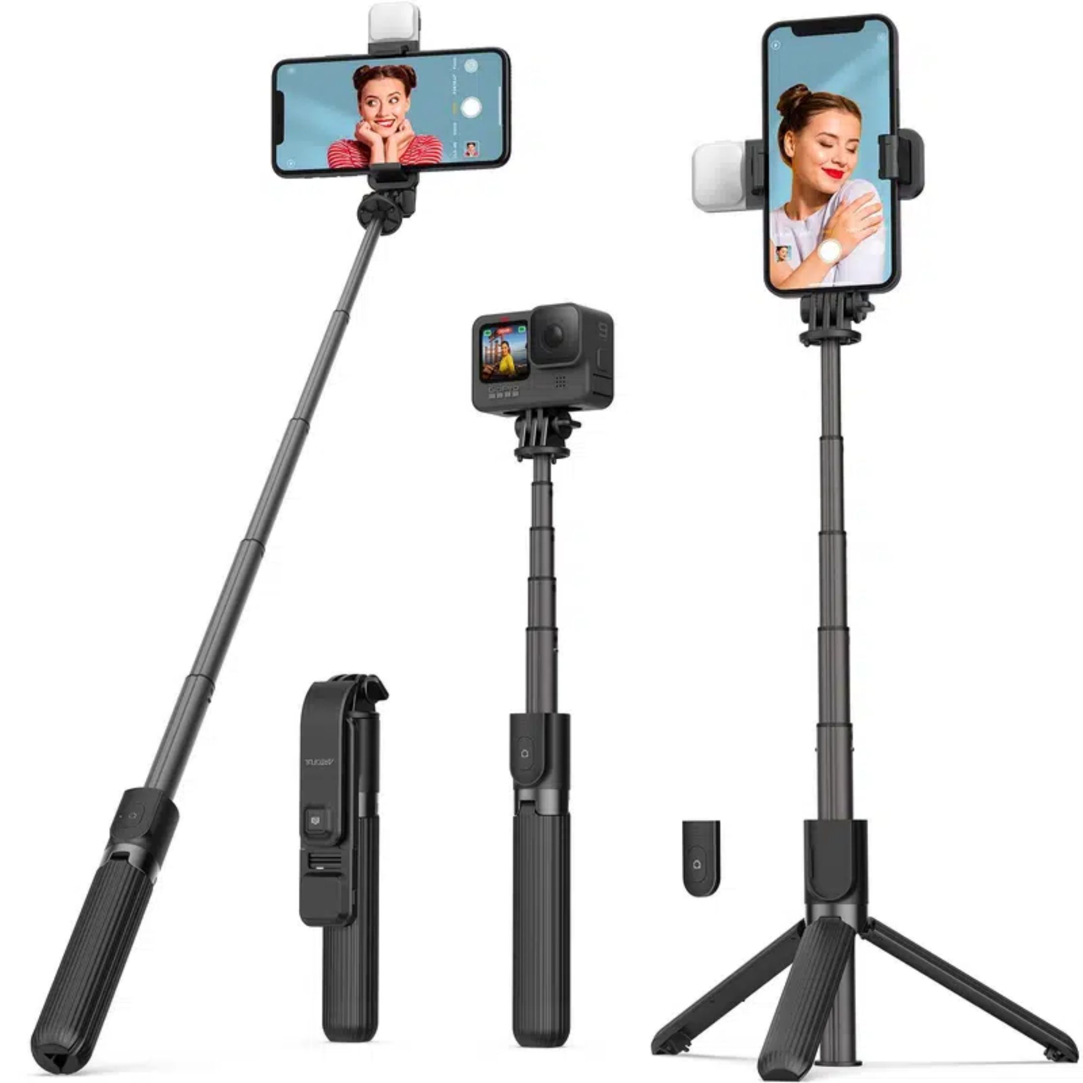 Aluminum Alloy Wireless Tripod Selfie Stick Phone Tripod With Wireless Shutter Compatible For IPhone 14 13 12 11 Pro Xs Max Xr X 8 7 6 Plus, Android Samsung Smartphone Walmart.com