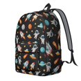 thumbnail image 2 of Astronaut and Rocket Black Pattern Backpack for School, Cute School Bag with Adjustable Shoulder Straps and Padded Back, 15.7"x11.8"x5.5", 2 of 5