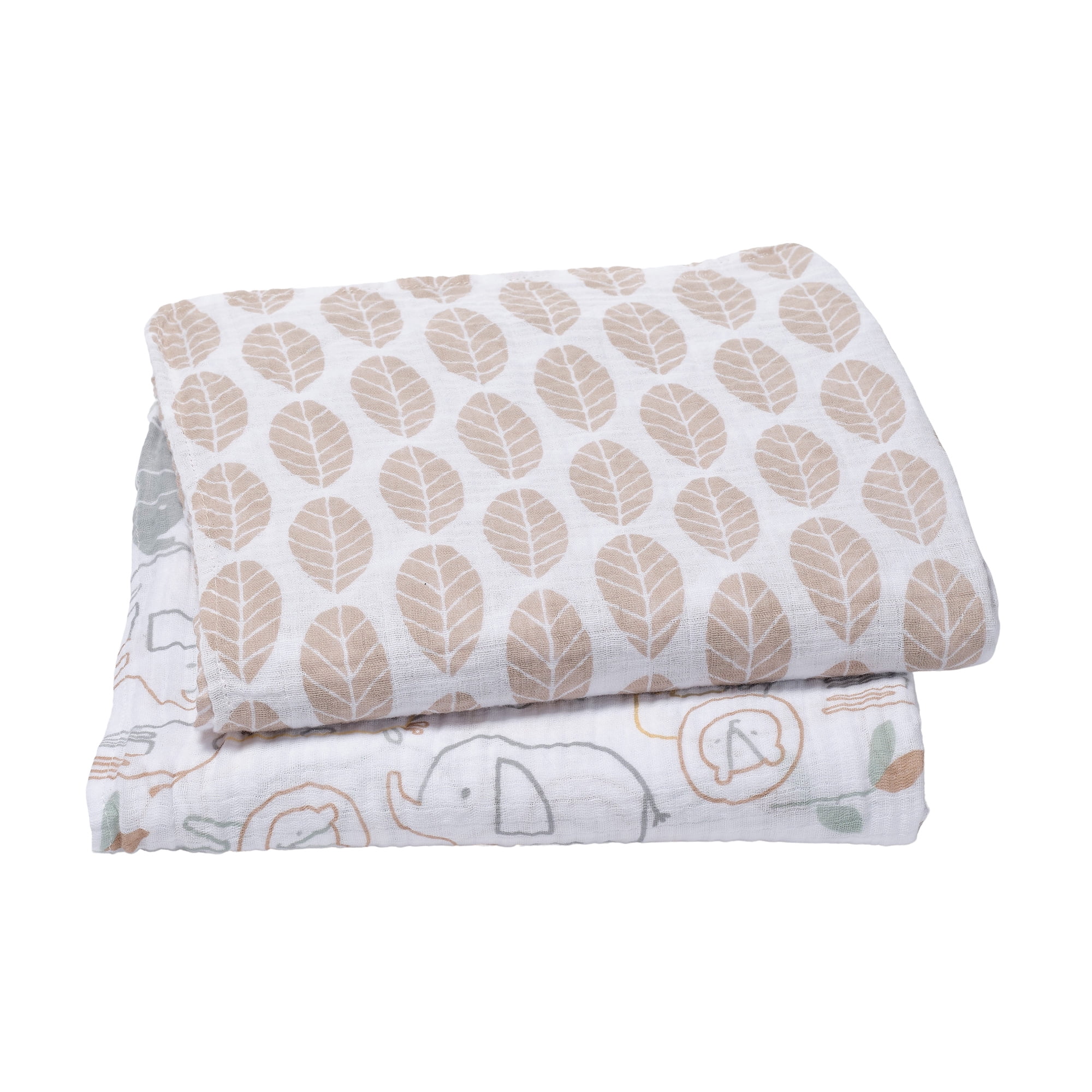 Lambs & Ivy Jungle Story 100% Cotton Muslin Safari Swaddle Blankets - 2 Pack
