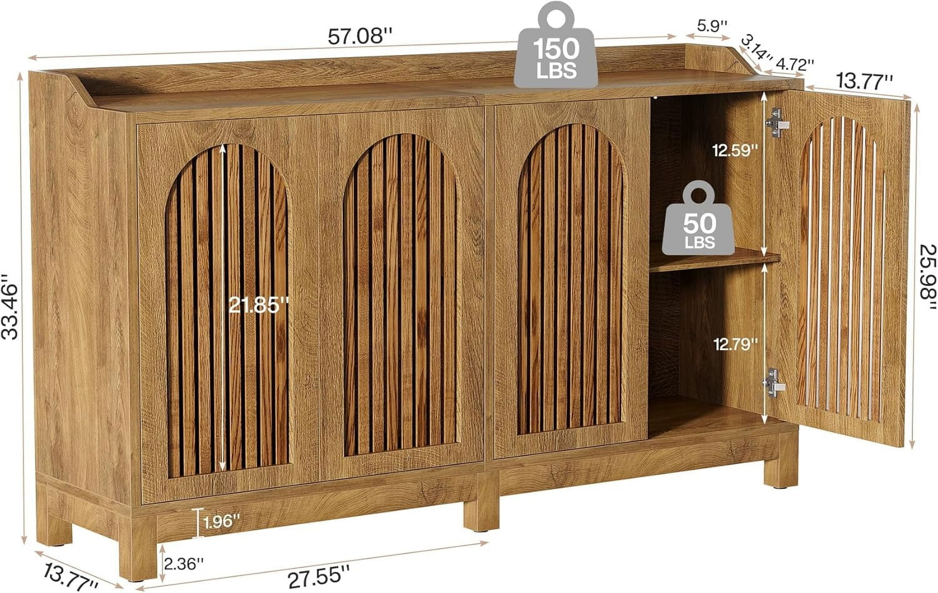 Tribesigns 57" Farmhouse Storage Cabinet with Shutter Doors and Adjustable Shelf