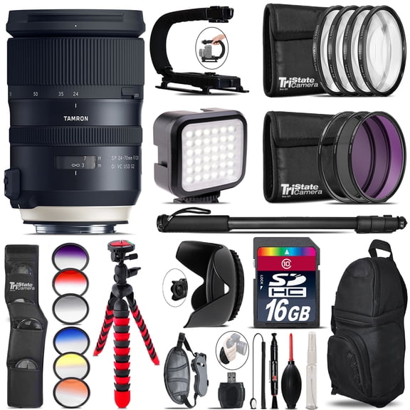 Tamron 24-70mm VC G2 for Nikon - Video Kit + Color Filter - 16GB Accessory Kit
