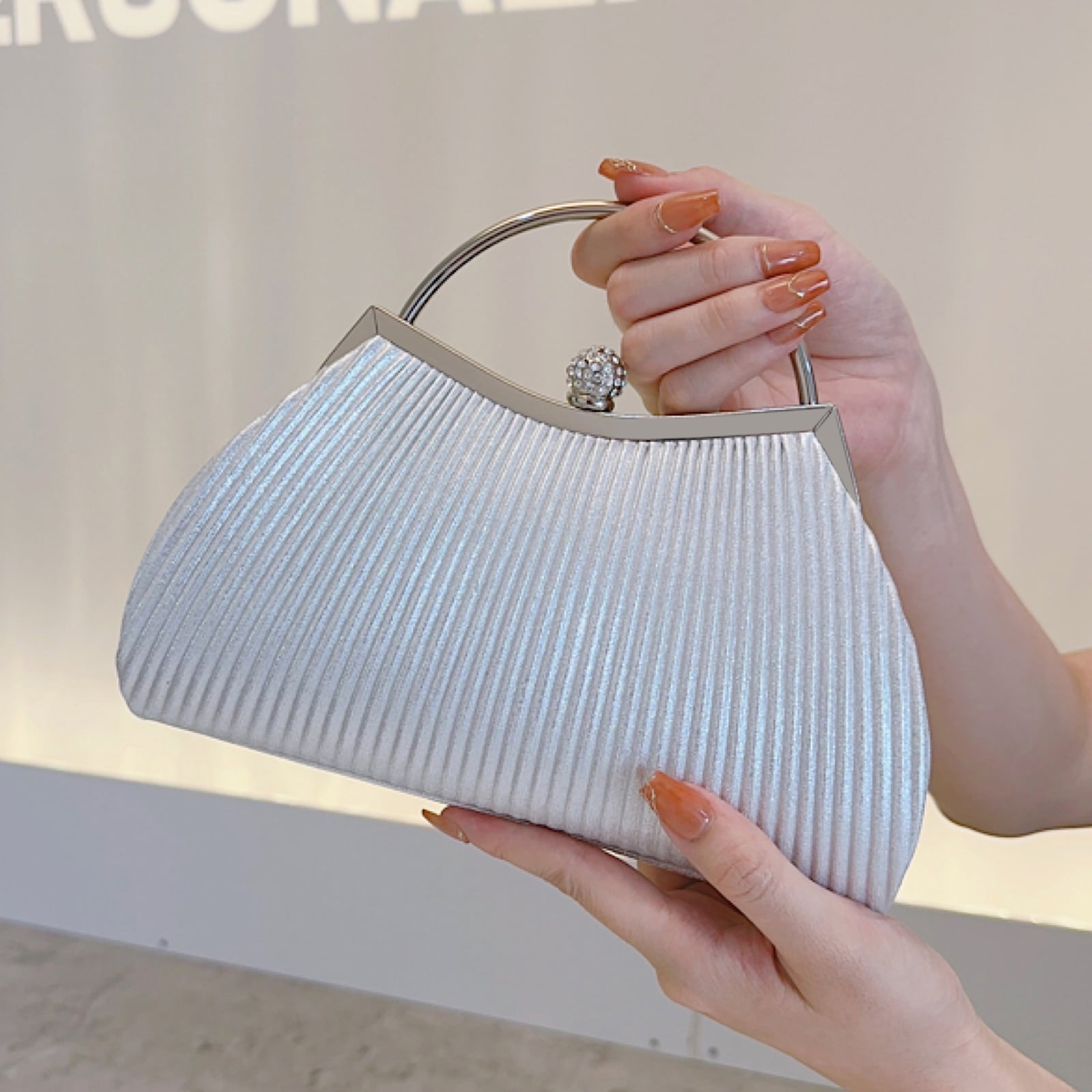 Clutch Purses for Women Evening Bags Party Clutches Handbag With Detachable Chain Strap for Cocktail Party Wedding Purses with Pleated