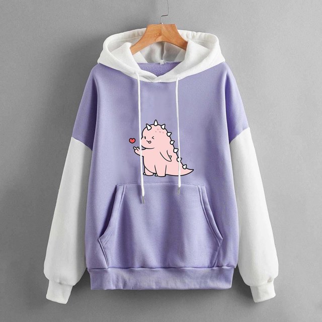 Puntoco Mujeres Moda Casual Estampado Cuello Redondo Suelto Manga Larga Tops Cortos Blusa Sin Capucha Sudaderas Puntoco Puntoco-1259