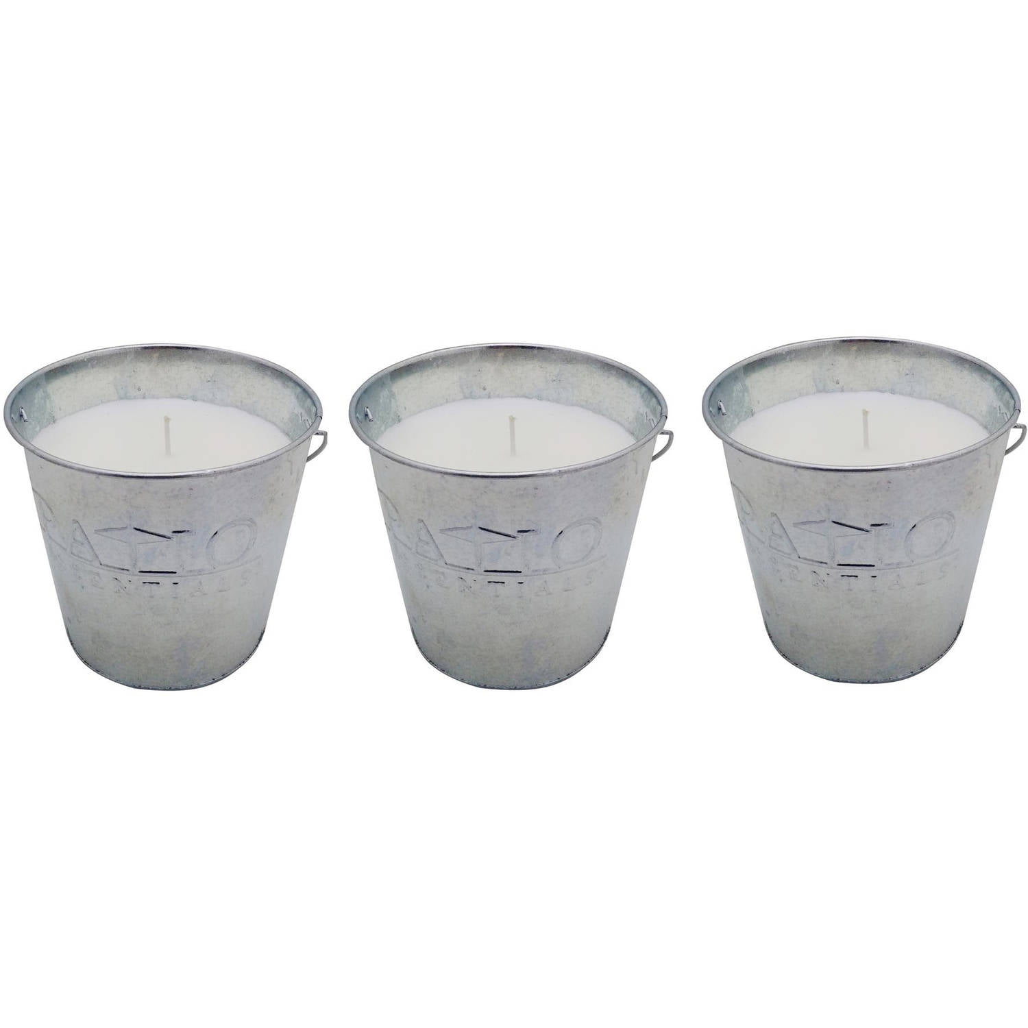 17 oz Patio Essentials Citronella Candle Galvanized Bucket, 3 pk