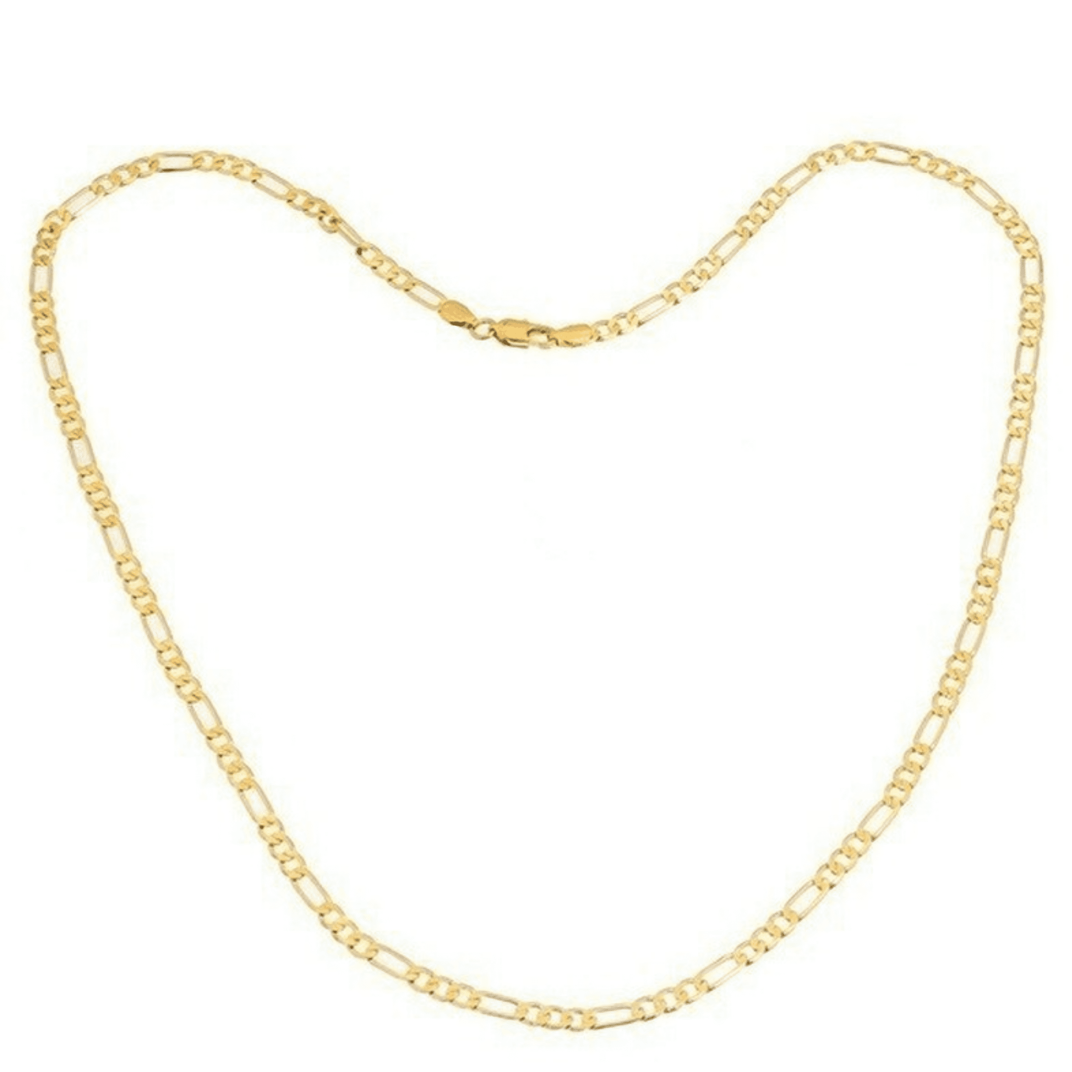 Infinique Creations - 18K Gold Plated Stainless Steel Figaro Chain Bracelet Necklace 7-38" 3-12mm