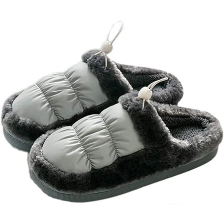 

PIKADINGNIS Women s Comfort Warm House Slippers Soft Fluffy Faux Fur Slippers Non-Slip Memory Foam Shoes Indoor Outdoor