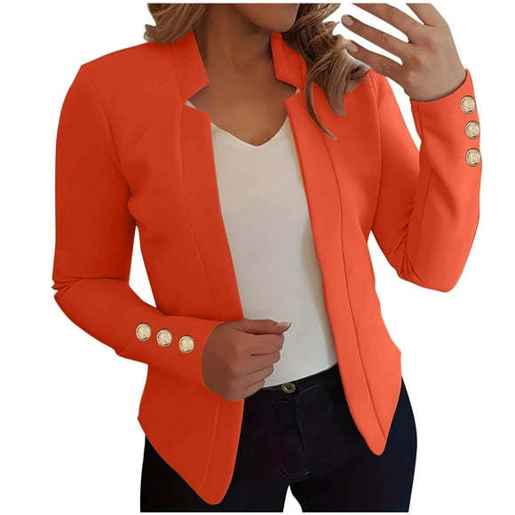 BiZtdJrK Womens Casual Blazer Long Sleeve Notch Lapel Suit Jackets Open Front Business Work Office Blazers Coat Orange L Gifts for Men