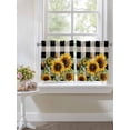thumbnail image 3 of Sunflower Checkered Half Window Curtains 24 Inches Long, Black Buffalo Plaid Pastoral Flowers Window Treatment Curtain Drapes, Short Curtains Tiers for Kitchen Over Sink, 27.5"x24", 2 Panels, 3 of 7
