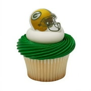 nfl green bay packers football helmet cupcake rings - 24 pcs