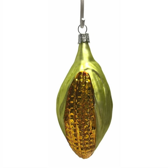 Yellow Ear of Corn Czech Glass Christmas Tree Ornament Vegetable Food Decoration