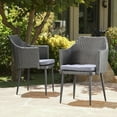 thumbnail image 4 of Olurrisa Grey Multi Outdoor Dining Chair Set of 2, PE Wicker with Wood-Look Iron Legs & Water Resistant Cushions, 4 of 8