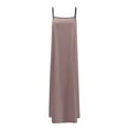 thumbnail image 4 of Women's Linen Maxi Dress, Contrast Trim Spaghetti Strap Sleeveless Backless Summer Beach Sundress, Loose Flowy Long Vacation Travel Dress, 4 of 5