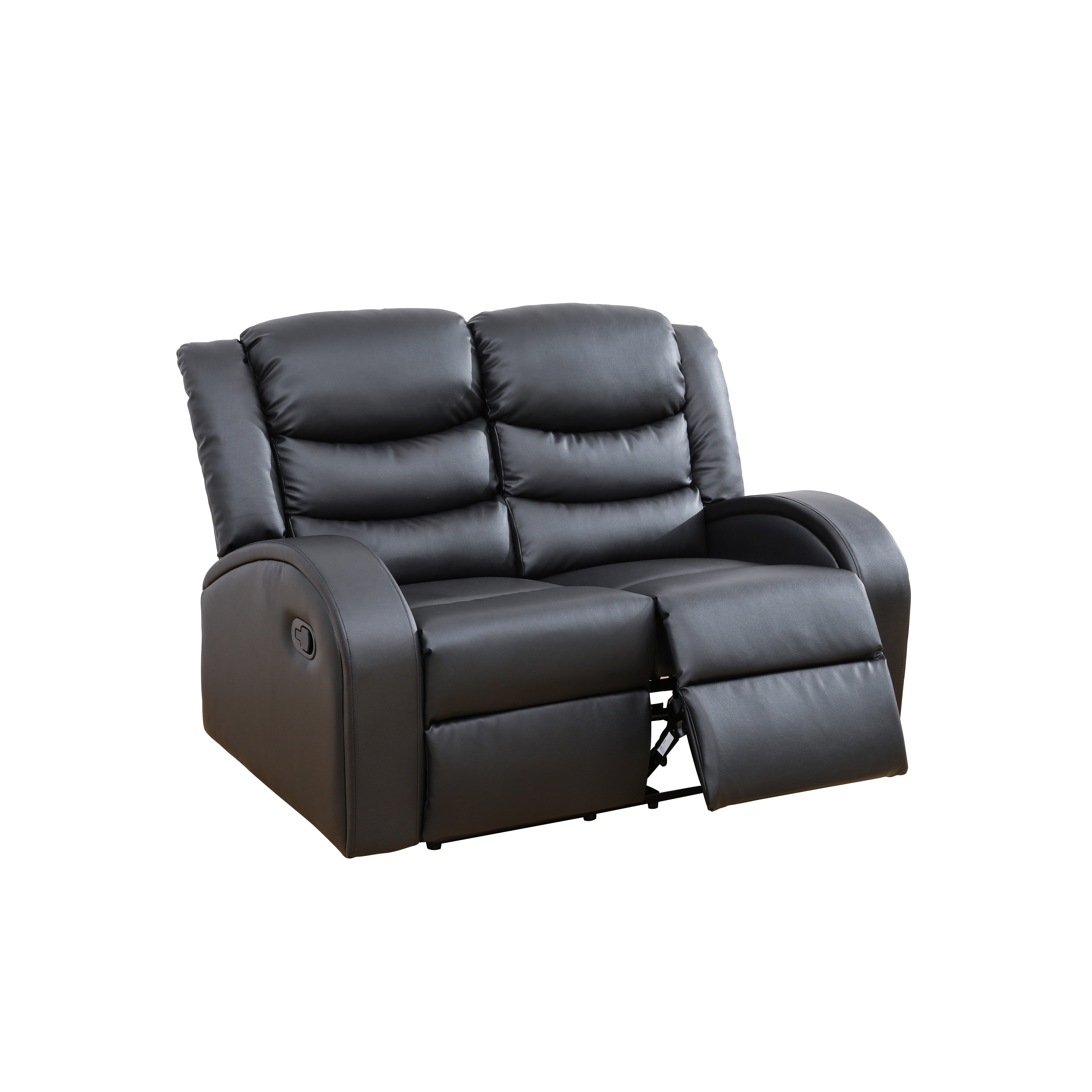 Gewnee Black Loveseat, Air Leather & High-Elastic Sponge, Adjustable Recline, Perfect for Living Rooms
