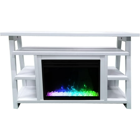 

Hanover 32-In. Industrial Chic Electric Fireplace Heater with Deep Crystal Display and 10 LED Color Effects White