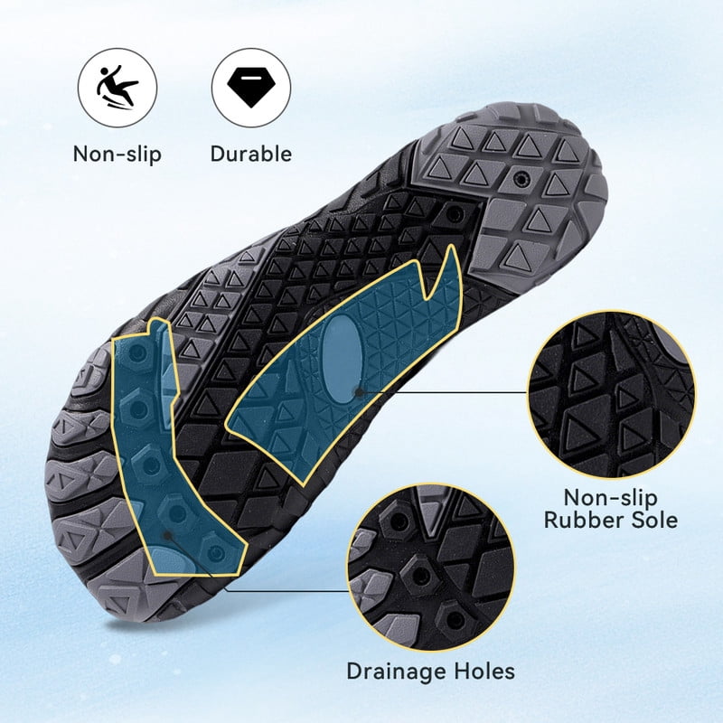 Stepedia Men's Women's Water Shoes Wide BQuick Drying Barefoot Aqua Shoes for Hiking Swimming Surfing Beach, Black