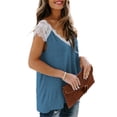 thumbnail image 3 of xiaxaixu Hauts en Dentelle Crochet pour Femmes, T-Shirts d'Été Basiques à Manches Courtes Col en V Coupe Ample, 3 of 5