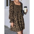 thumbnail image 5 of Women's Leopard Smocked Flounce Sleeve Mini Dress for Summer Parties Lightweight Polyester % Spandex % for events, 5 of 10