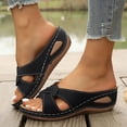 thumbnail image 2 of Dakaela Womens Orthopedic Wedge Sandals Arch Support Comfortable Slip on Slides Summer Beach Vacation Dressy Walking Shoes Black 6.5, 2 of 9