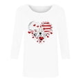thumbnail image 4 of Sakmal Womens Plus Size Tops White 3/4 Sleeve Graphic Independence Day Crew Neck T-Shirts Ladies Shirts $5, 4 of 4