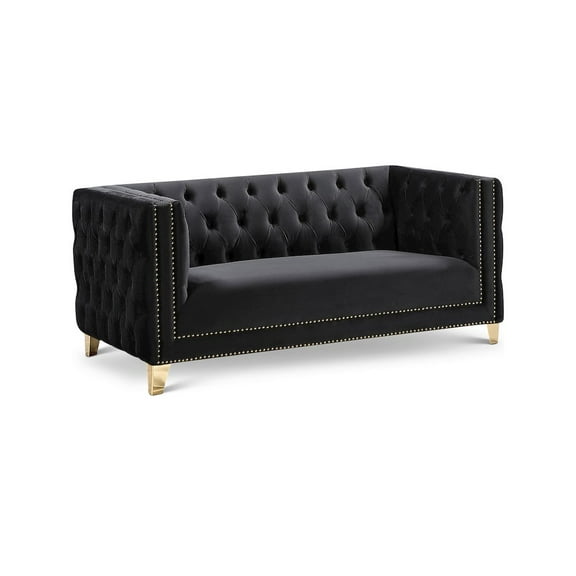 Meridian Furniture Michelle Black Velvet Loveseat