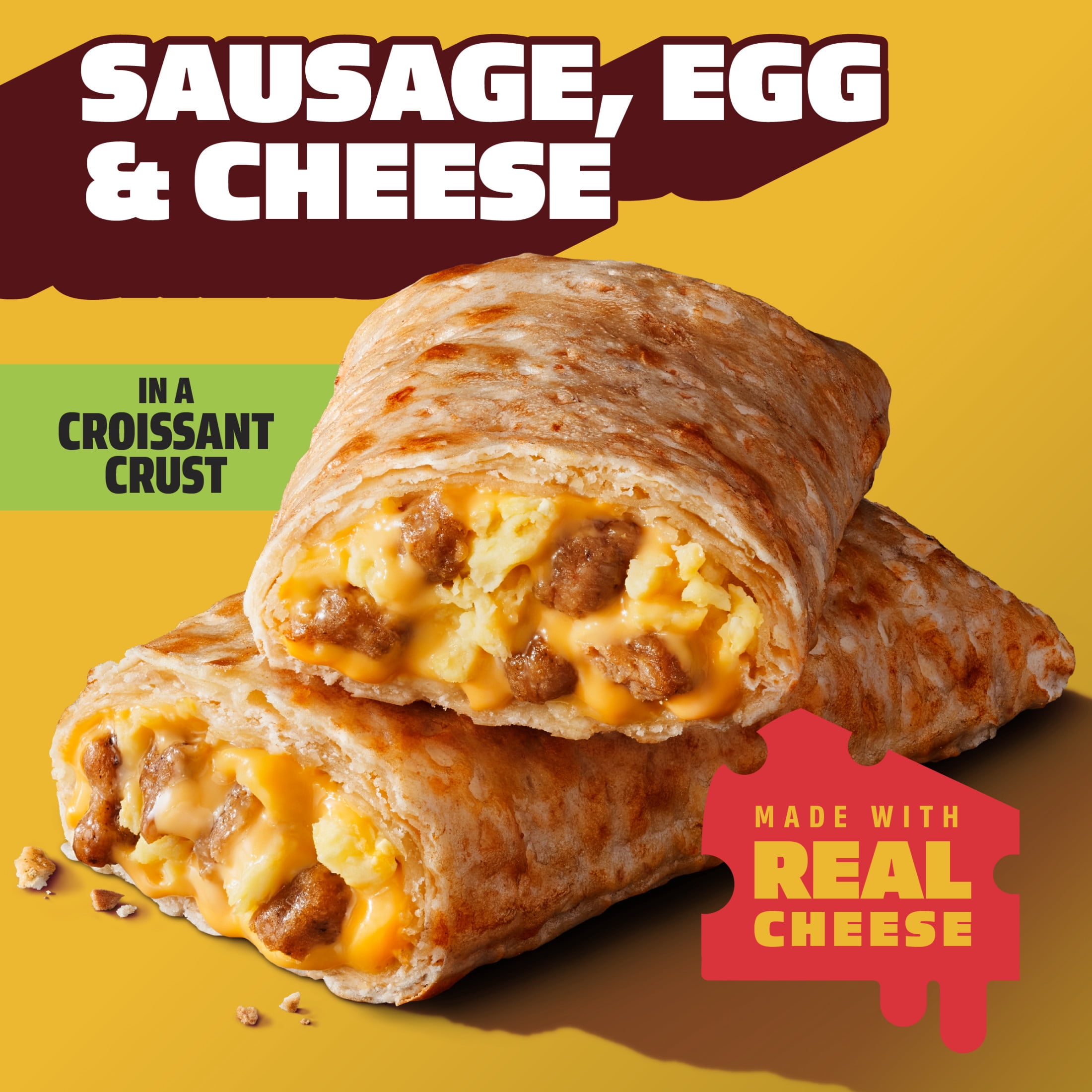 Hot Pockets Frozen Breakfast Sandwich, Sausage Egg and Cheese, Croissant Crust, 8g of Protein per Sandwich, 17 oz, 4 Pack (Frozen)