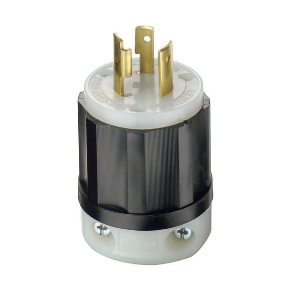 2321 20 Amp, 250 Volt, NEMA L6-20P, 2P, 3W, Locking Plug, Industrial Grade, Grounding - Black-White One Size