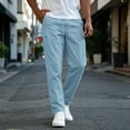 thumbnail image 5 of fatyb Mens Casual Pants Elastic Waist Drawstring Travel Pants Solid Color Lightweight Work Pants with Pockets, 5 of 7