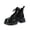 Black, variant on Thick Platform Lace Up Combat Boots Daily Office Commuting, Heavy Lug Sole Moto Booties Autumn Casual Strolling, Comfortable Holiday Travel Footwear Weekend Travel Trip Wear, Brown 9.5