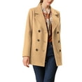 thumbnail image 3 of INSPIRE CHIC Women's Pea Coat Double-Breasted Notch Lapel Mid-Thigh Winter Coat M Camel, 3 of 8