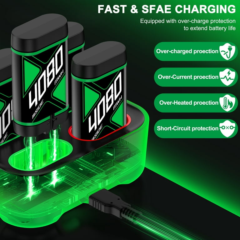 Cargador De Batería Recargable Para Controlador Xbox One Con 4 X 3600 - Foto 7