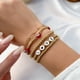 thumbnail image 3 of Pulsera de cuentas con letras acrílicas de viento étnico, cadena de metal simple para mujer, joyería de mano para ojos, 3 of 5
