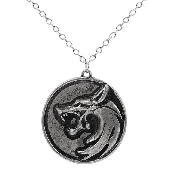 PikaLF Wolf Necklace for Men, Norse Viking Wolf Head Pendant Necklace with 19.7” Chain, Retro Wolf Tribe Necklace, Wolf Signet Amulet Necklace, Punk Animal Wolf Jewelry Gift for Men