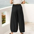 thumbnail image 4 of Gaecuw Linen Pants for Women Wide Legged Pants Relaxed Fit Long Pants Drawstring Lounge Trousers Sweatpants Casual Loose Baggy Pants High Waisted Linen Ankle Length Workout Pants with Pockets Solid, 4 of 7