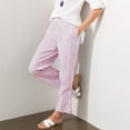 thumbnail image 5 of WULMLEO Womens Linen Pants Elastic Waist Straight Leg Petite Beach Pant Summer Lightweight Casual Lounge Trousers Pink S, 5 of 5